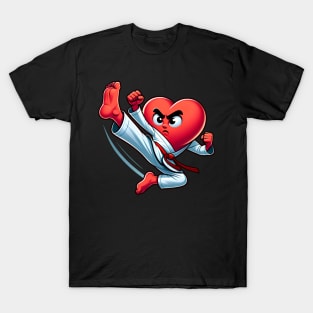 Valentine's Day Heart Karate Kick Kung Fu Taekwondo T-Shirt